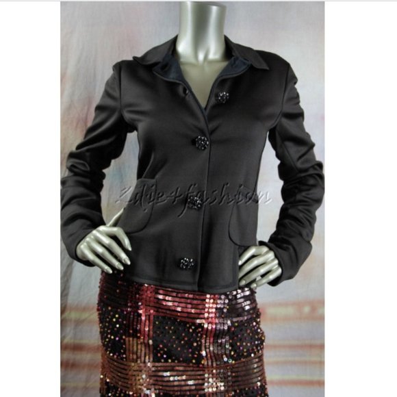 $3425 NWT GIORGIO ARMANI Brown Flower Rhinestone Button Velvet Trim Jacket 10